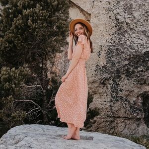 Pink and white floral maxi dress